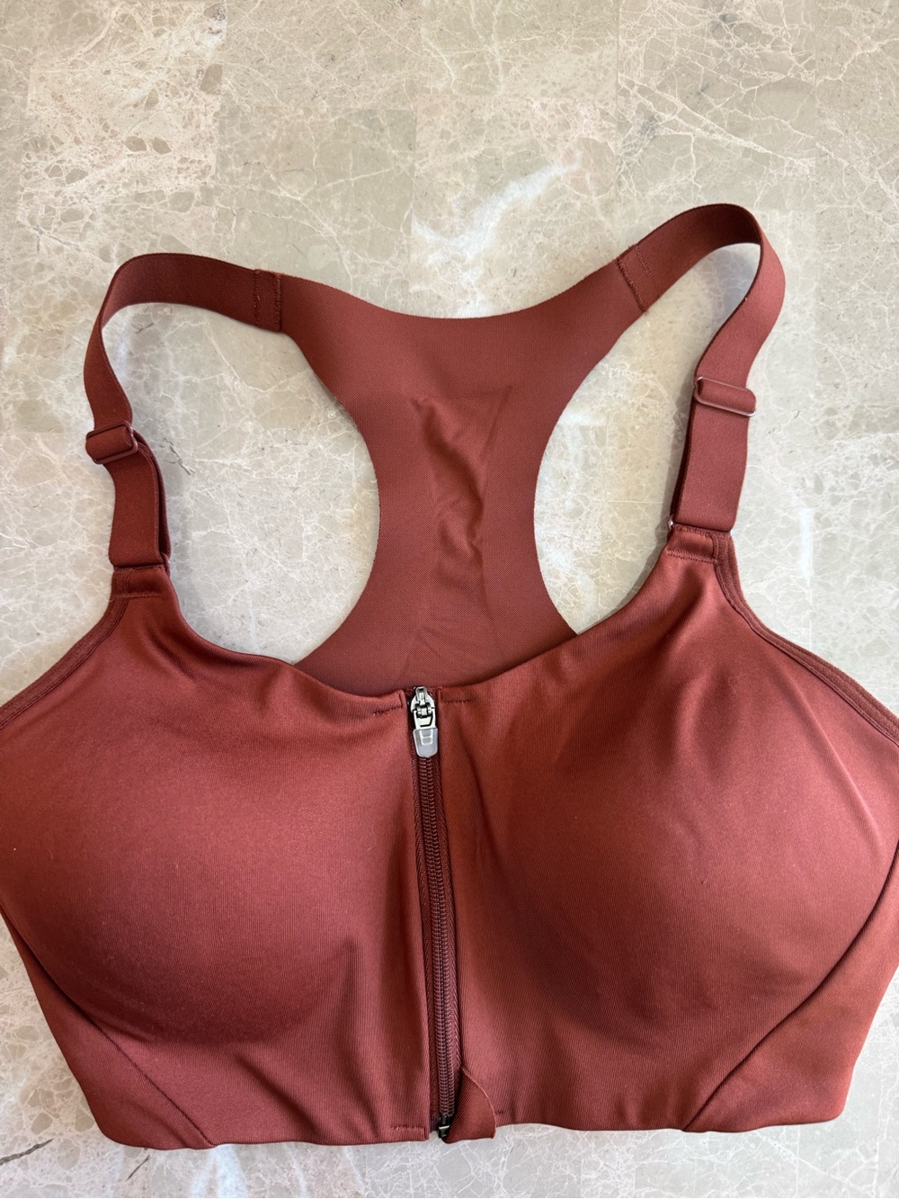 All In Motion Zip Front High Support Sports Bra Rust Orange Red 34C